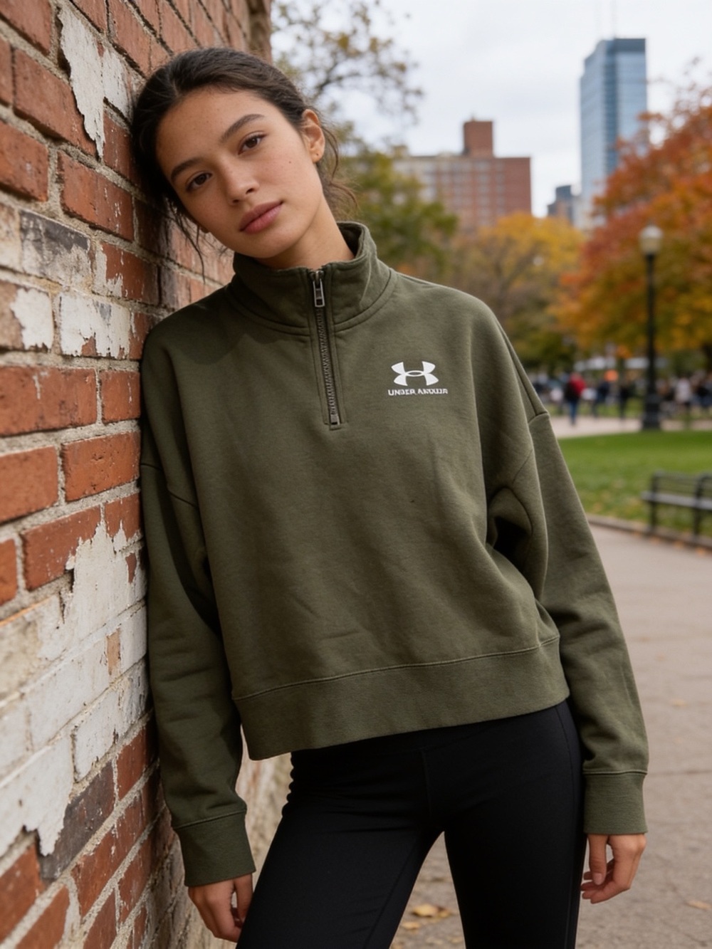 Under Armour Olive Quarter-Zip Fleece Pullover